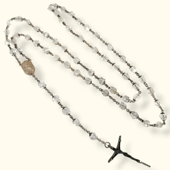 Vintage Faceted Glass Bead Rosary - Picture 1 of 7